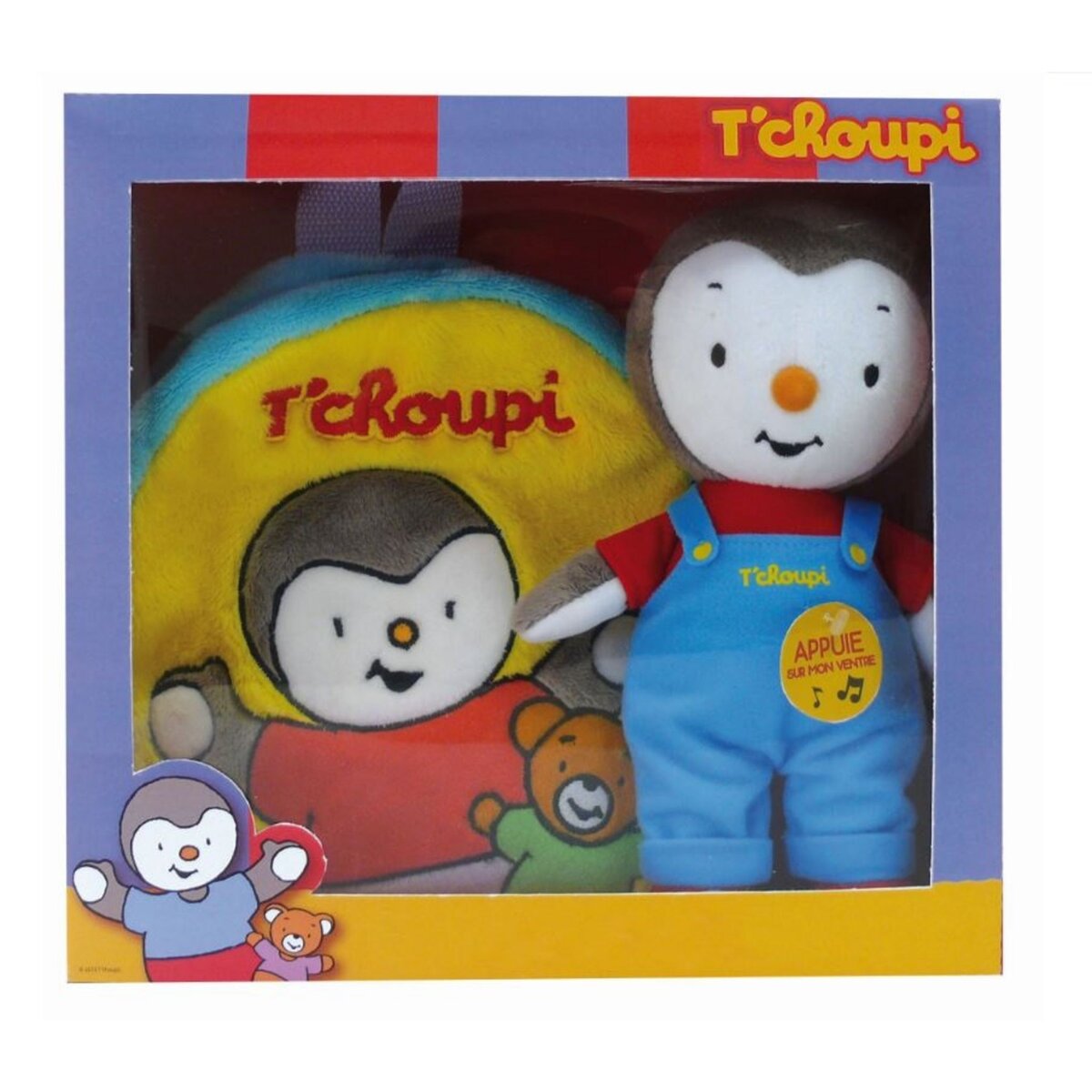 FUN HOUSE Coffret Tchoupi : peluche musicale et sac à dos pas cher