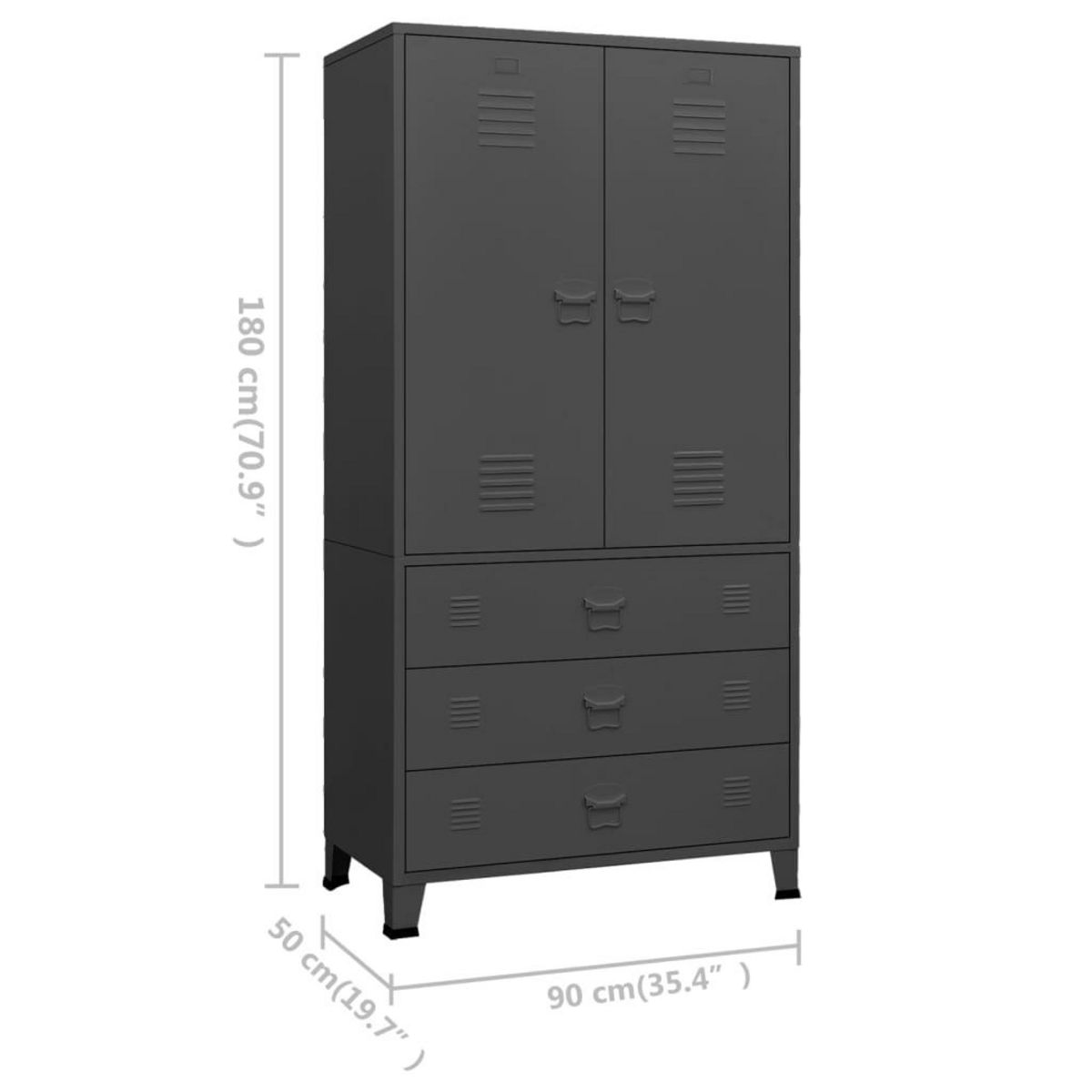 VIDAXL Garde-robe industrielle Anthracite 90x50x180 cm Metal