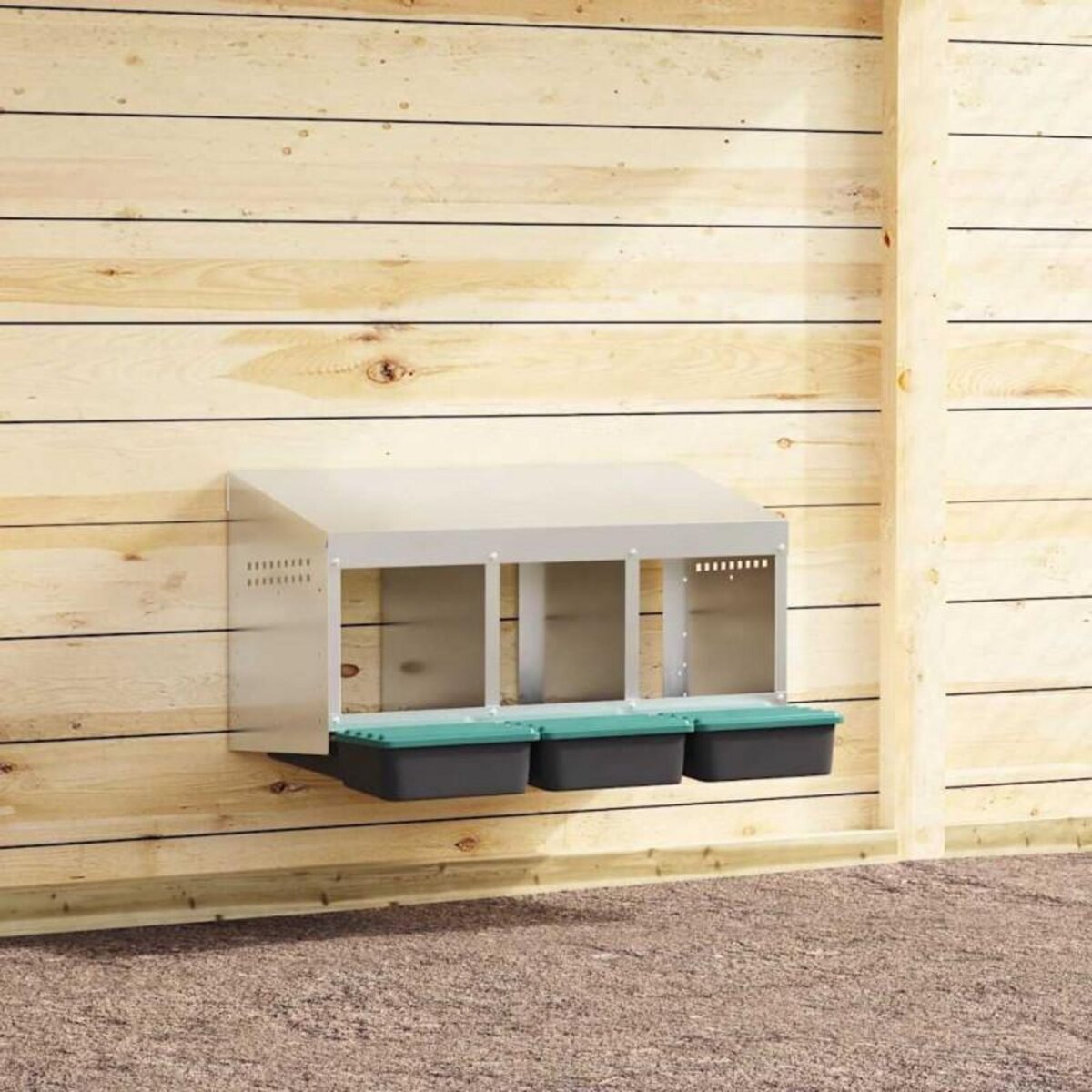 VIDAXL Nichoir à poules3 compartiments, fixation murale, acier galvanisé