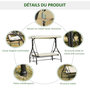 Voir la diapositive 6 : OUTSUNNY Balancelle de jardin 3 places convertible inclinaison toit réglable matelas grand confort rembourrage 8 cm fourni 1,96L x 1,17l x 1,78H m métal époxy noir crème