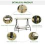 Voir la diapositive 6 : OUTSUNNY Balancelle de jardin 3 places convertible inclinaison toit réglable matelas grand confort rembourrage 8 cm fourni 1,96L x 1,17l x 1,78H m métal époxy noir crème
