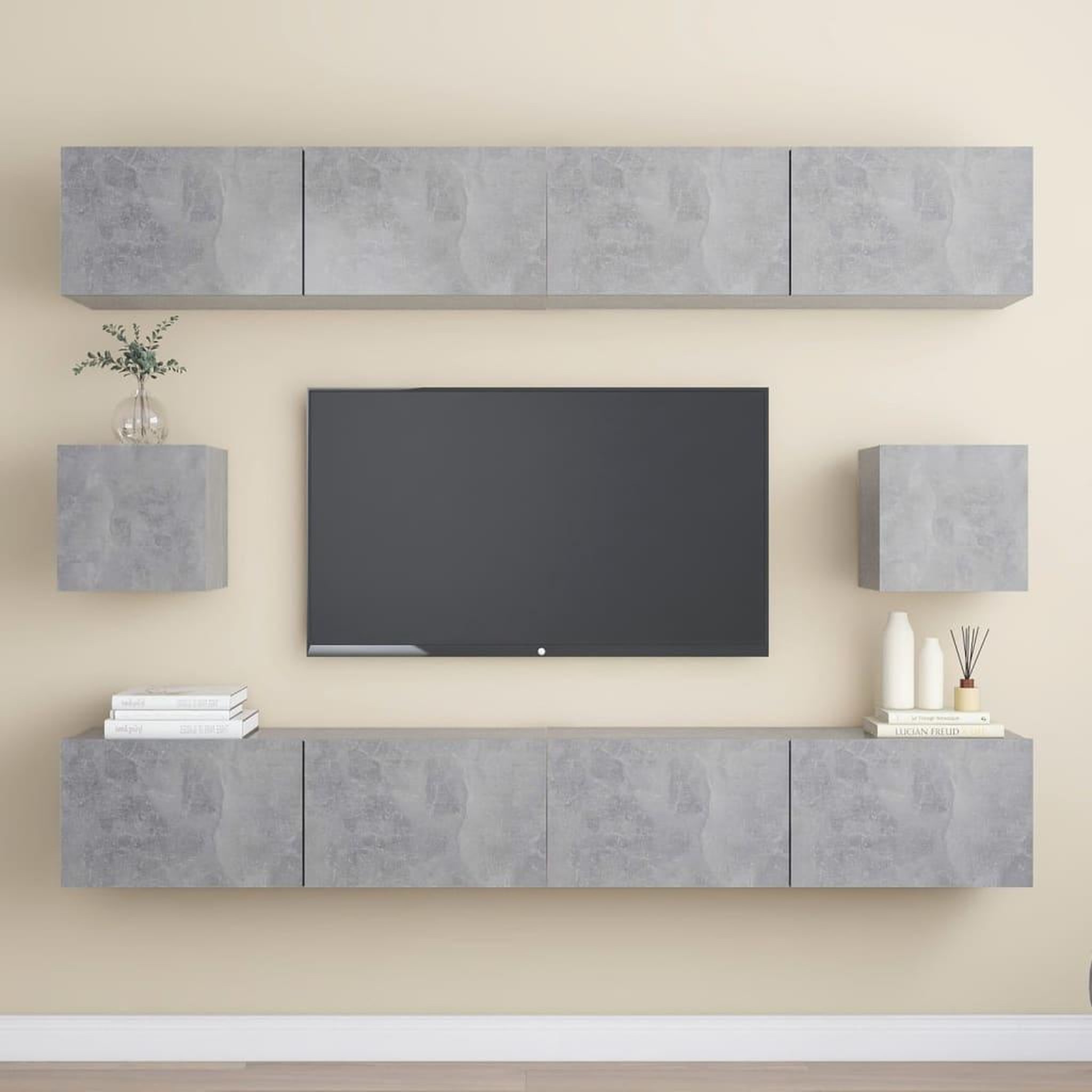 VIDAXL Ensemble de meubles TV 6 pcs Gris beton Bois d'ingenierie