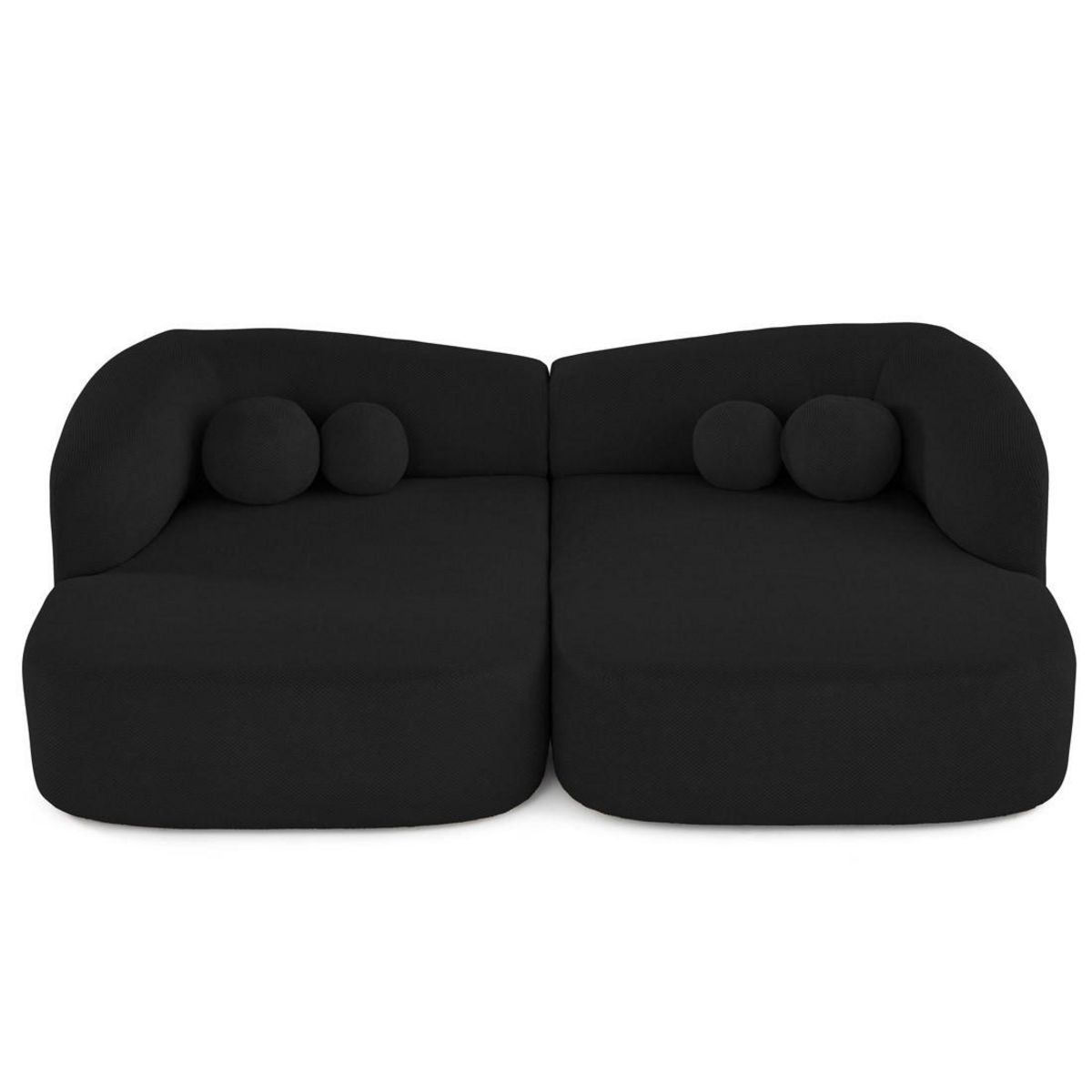 LISA DESIGN Charles - canapé droit 4 places avec double méridienne - assise profonde - en velours texturé