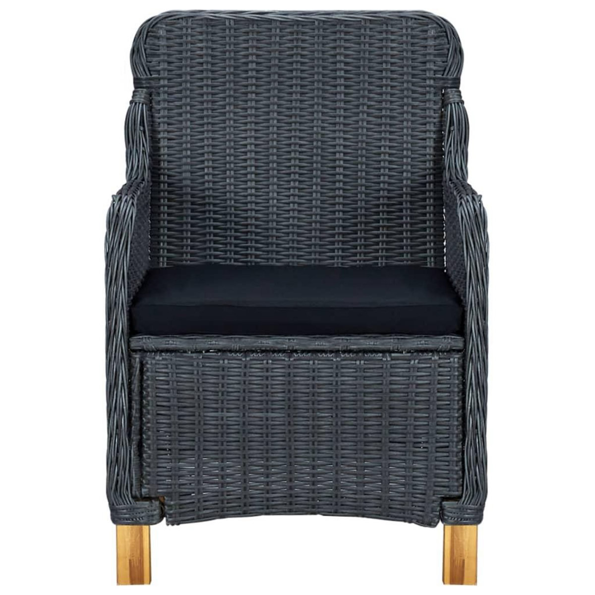 VIDAXL Salon de jardin 3 pcs avec coussins resine tressee gris fonce