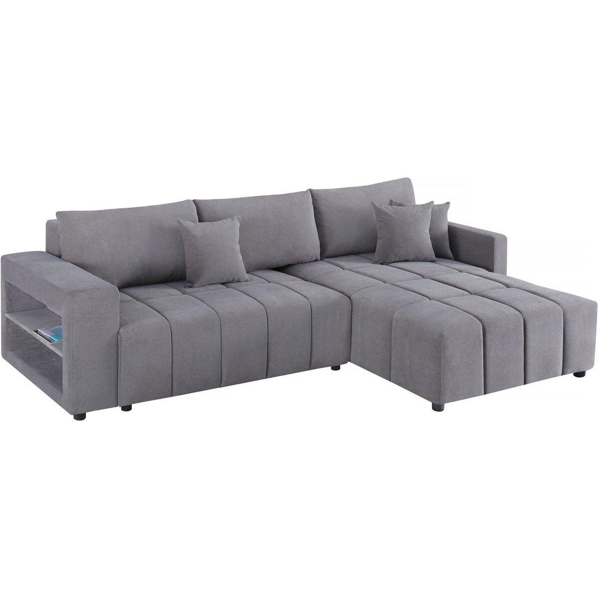 Habitat et Jardin Canapé d'angle convertible tissu chenille 3 places -  Trocadero  - Gris