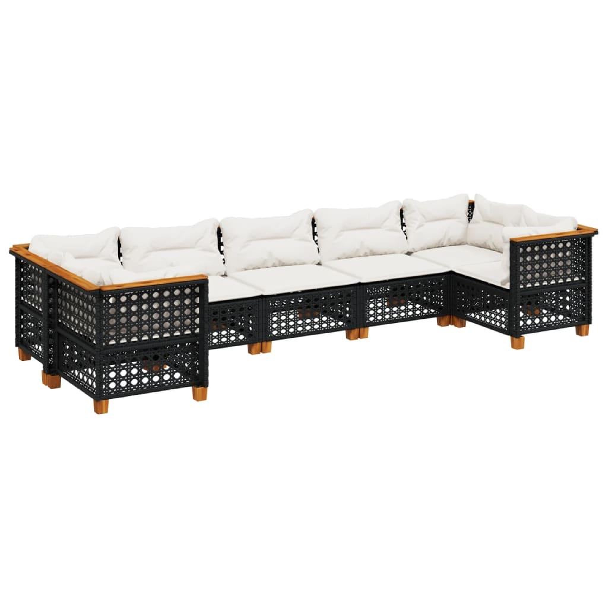 Voir la diapositive 2 : VIDAXL Salon de jardin 7 pcs avec coussins noir resine tressee