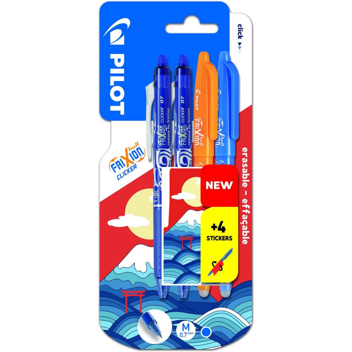 Frixion Ball Clicker stylos à bille roulante effaçables de couleurs  assorties, 3 unités – Pilot : Instruments d'écriture