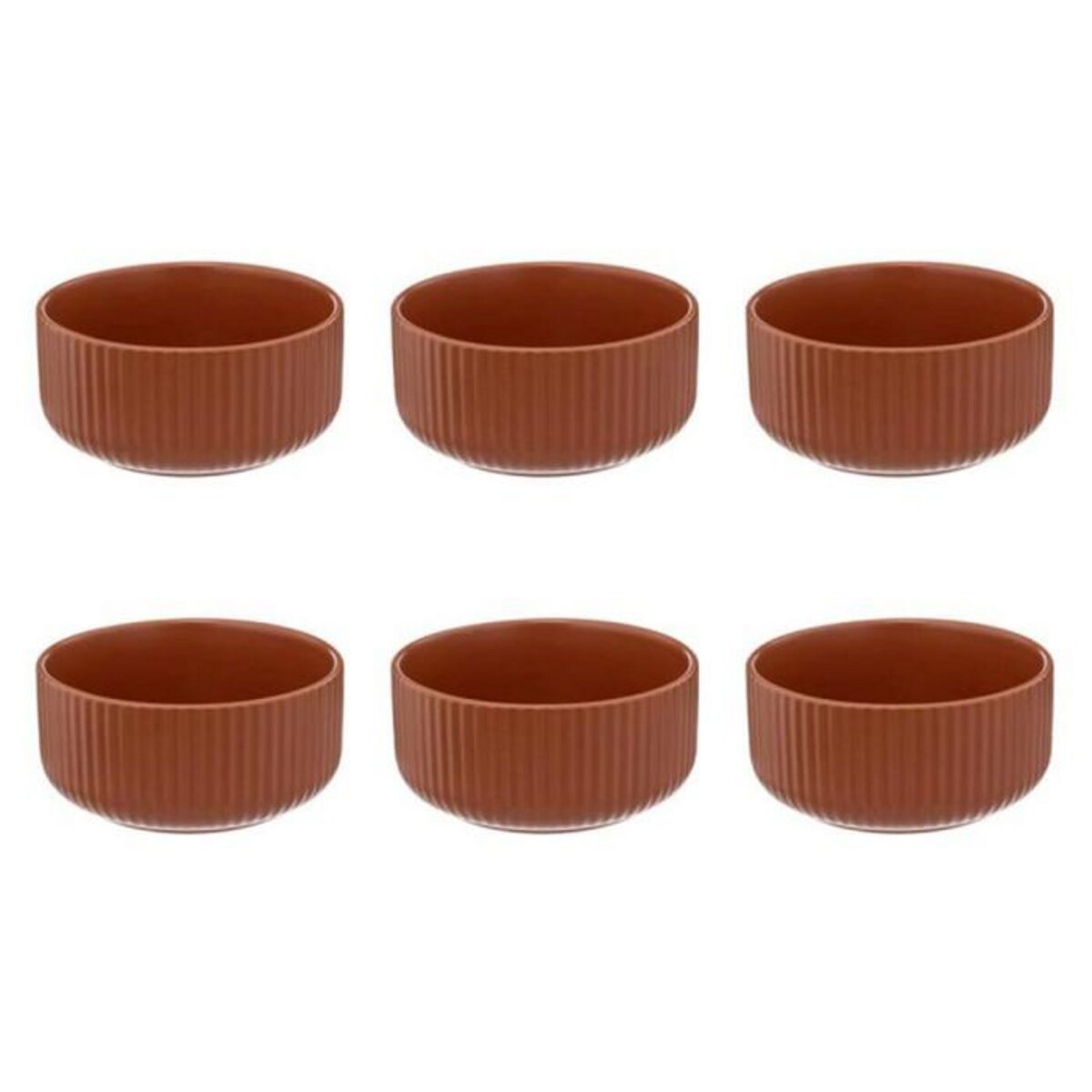 SECRET DE GOURMET Lot de 6 Coupelles  Côtelé  80cl Terracotta