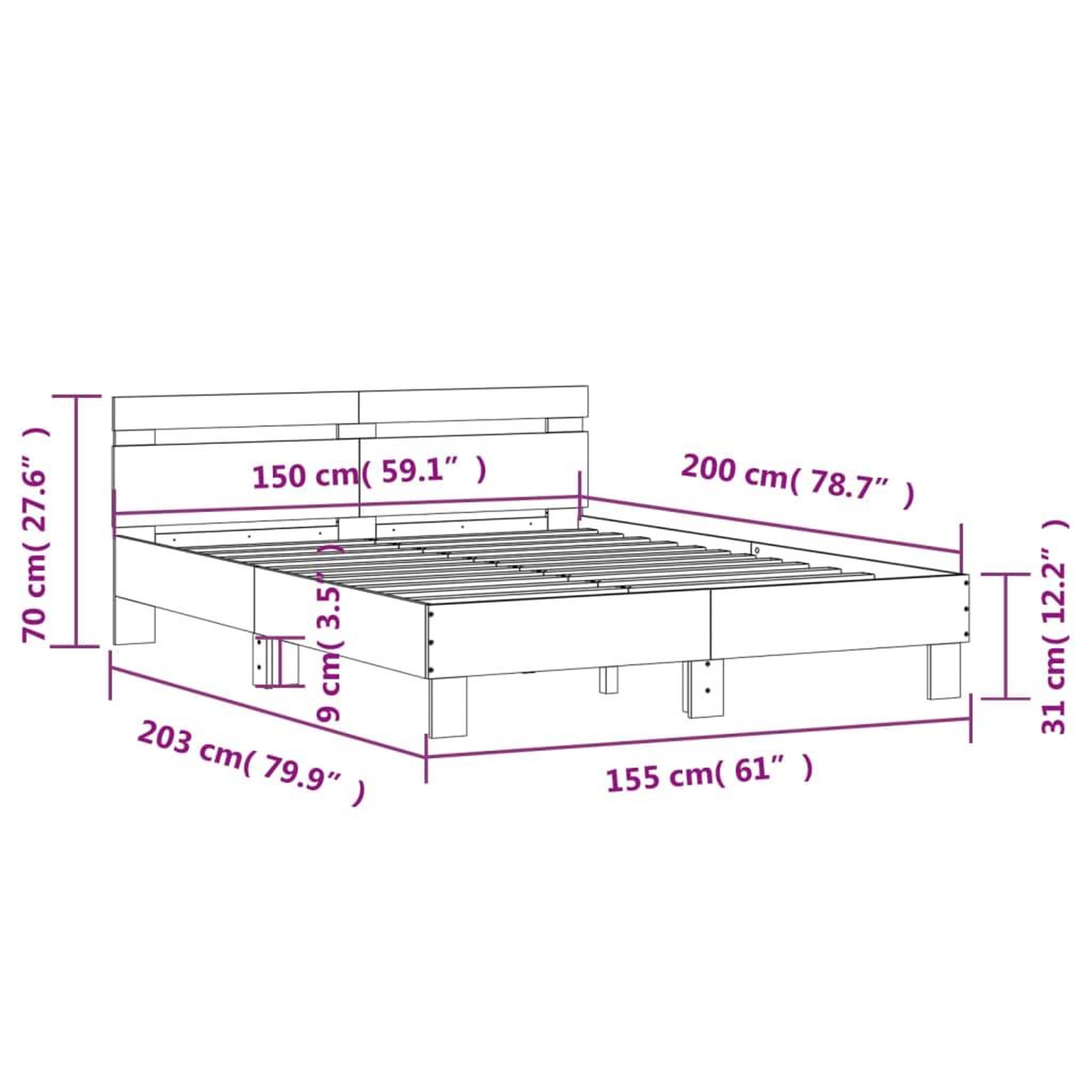 Voir la diapositive 6 : VIDAXL Cadre de lit avec LED sans matelas chene sonoma 150x200 cm