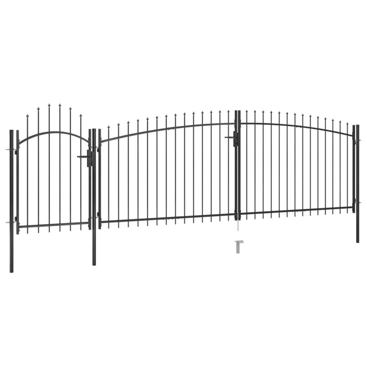 VIDAXL Portail de cloture de jardin avec dessus en lance 5x2 m Noir