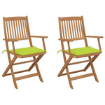 VIDAXL Chaises pliables de jardin lot de 2 avec coussins Bois d'acacia