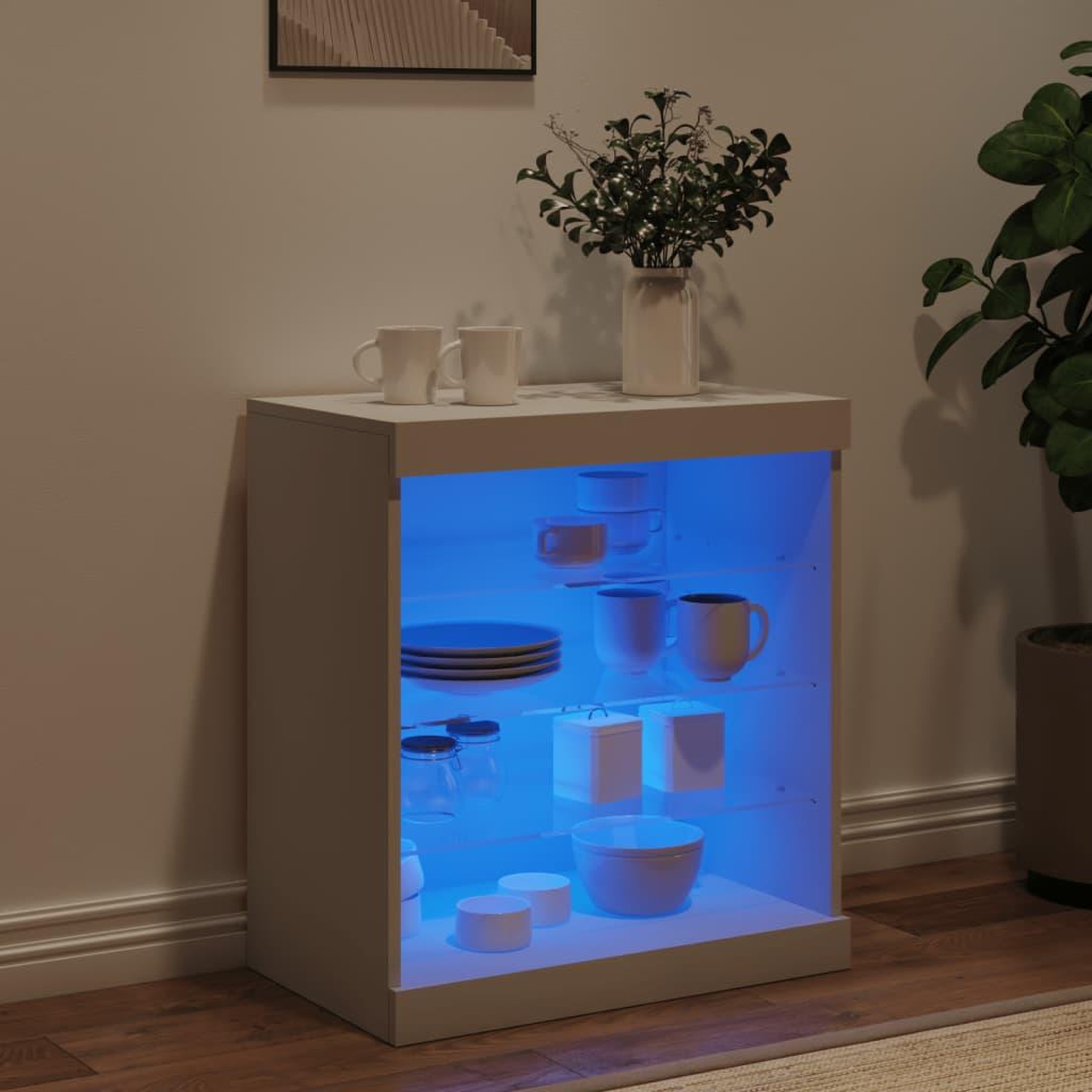 Voir la diapositive 3 : VIDAXL Buffet avec lumieres LED blanc 60,5x37x67 cm