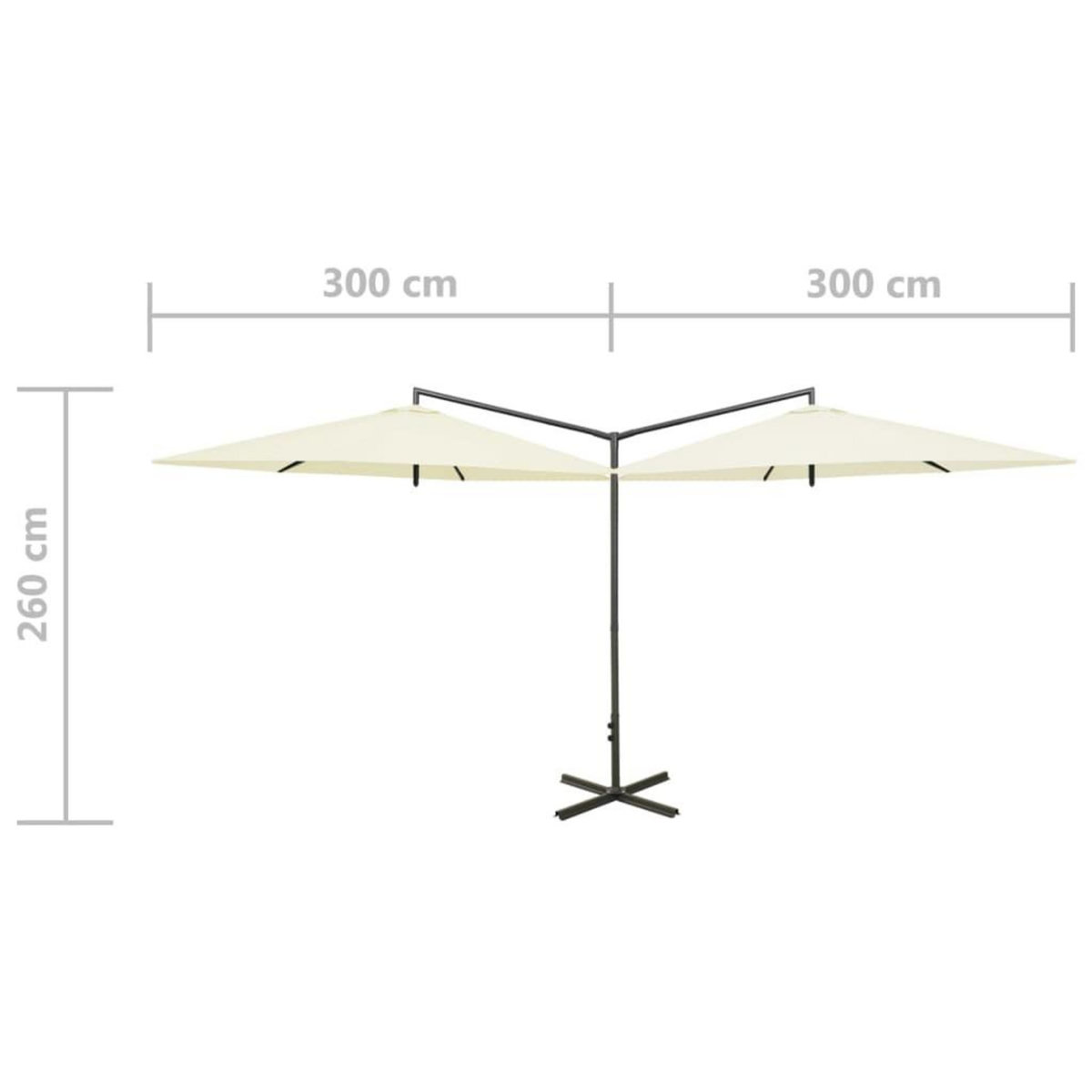 VIDAXL Parasol de jardin double avec mat en acier sable 600 cm