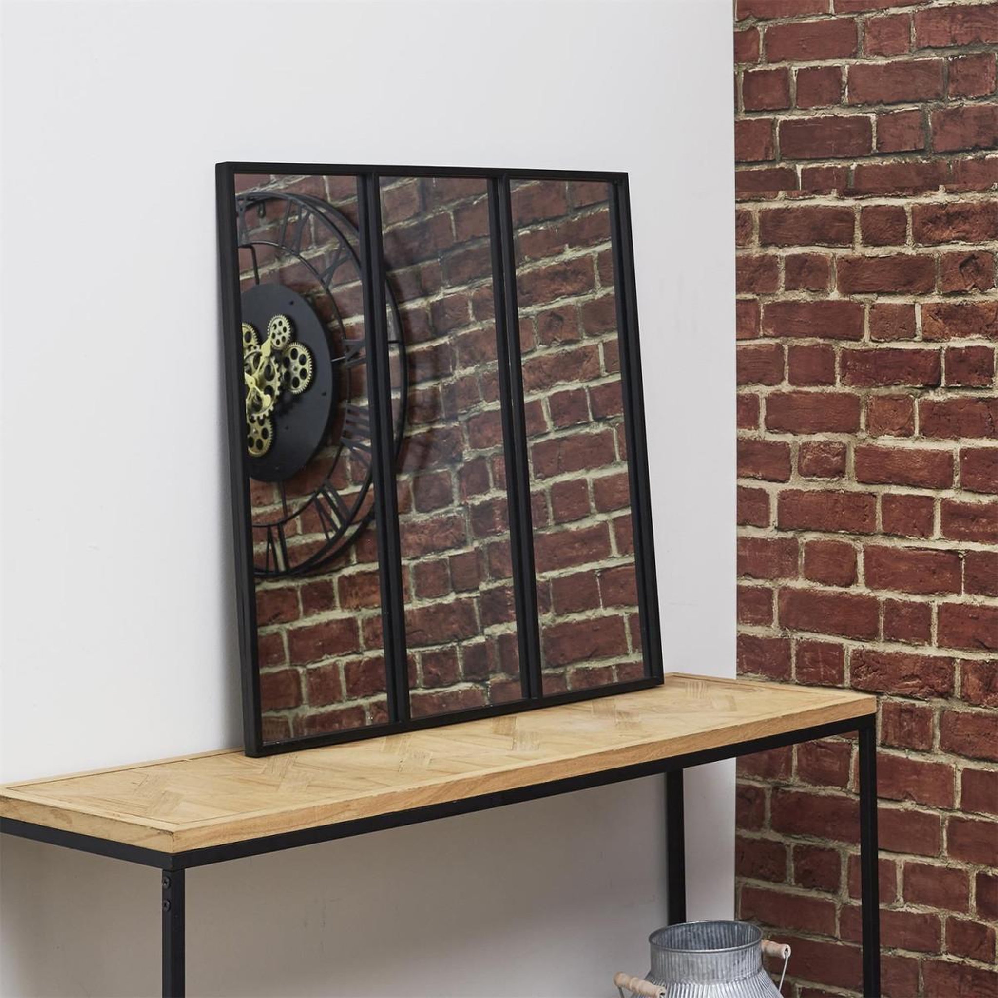 Voir la diapositive 2 : The Home Deco Factory Miroir Mural en Métal Design  Atelier  61cm Noir
