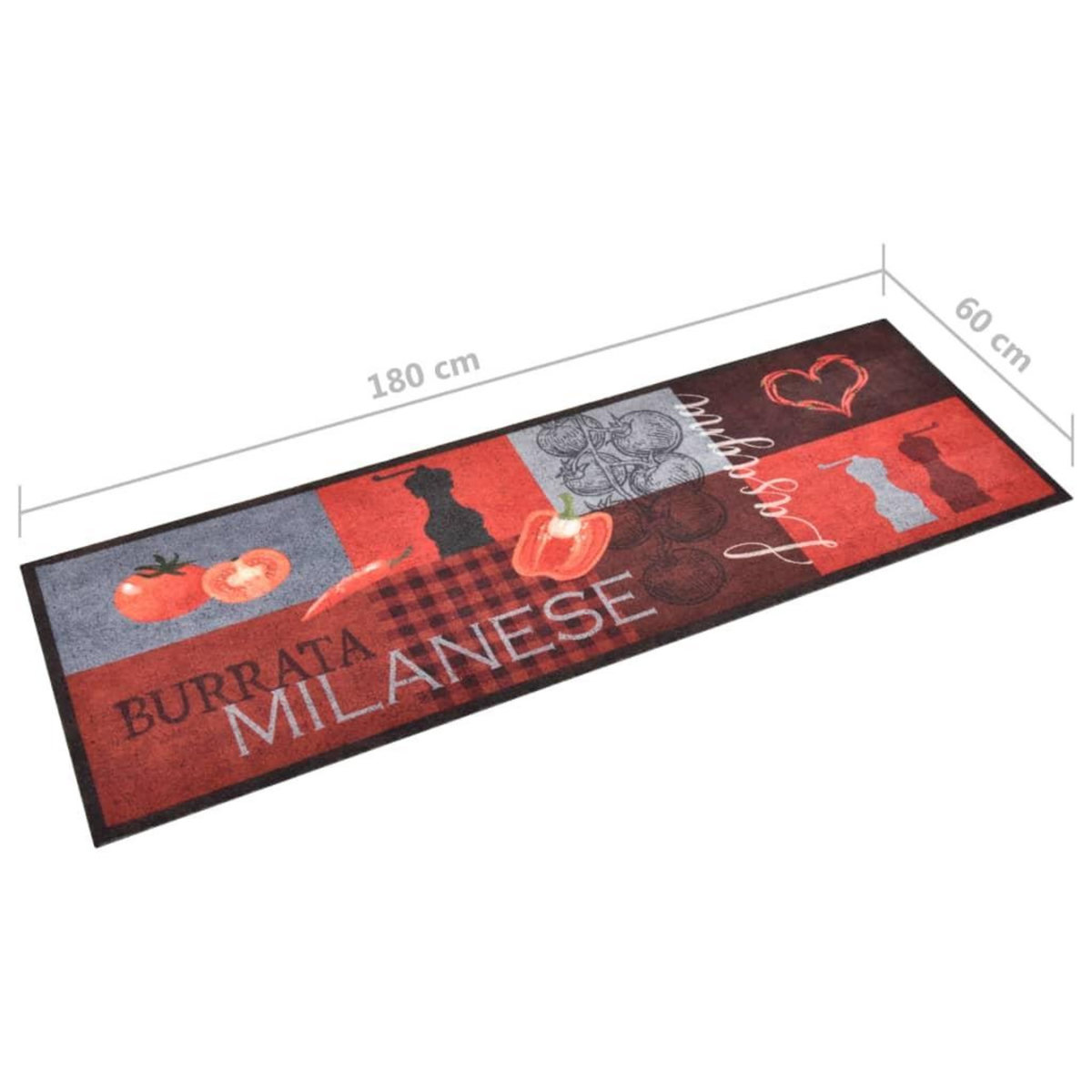 VIDAXL Tapis de cuisine lavable Tomates 60x180 cm
