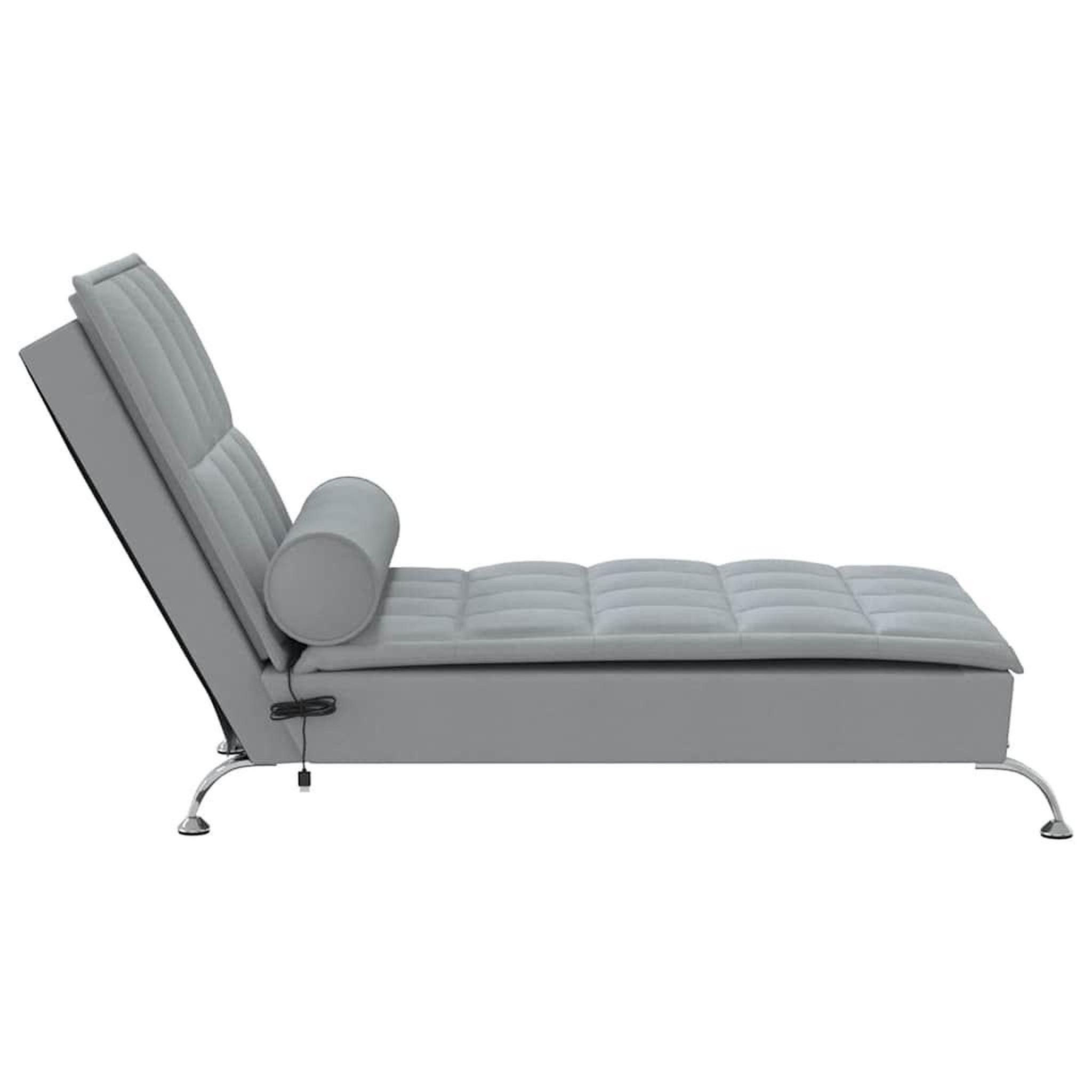 Voir la diapositive 5 : VIDAXL Chaise longue de massage avec traversin gris clair tissu