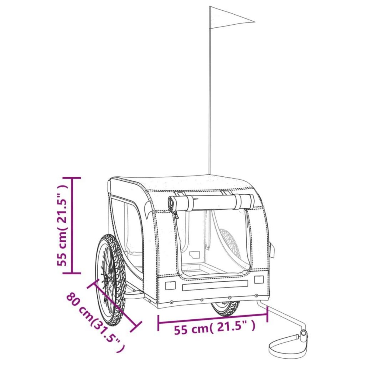 VIDAXL Remorque de velo pour animaux de compagnie noir