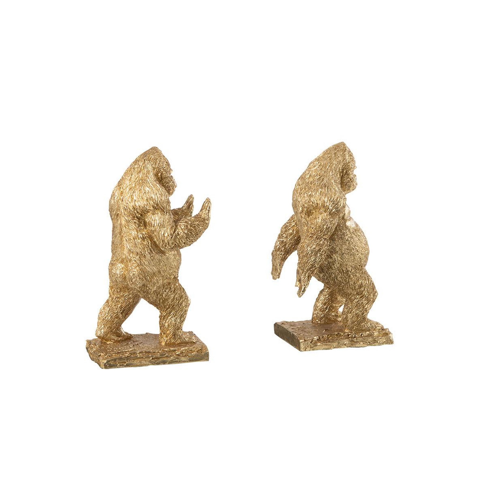 Voir la diapositive 2 : J-LINE Lot de 2 serre-livres  gorilles  24cm or