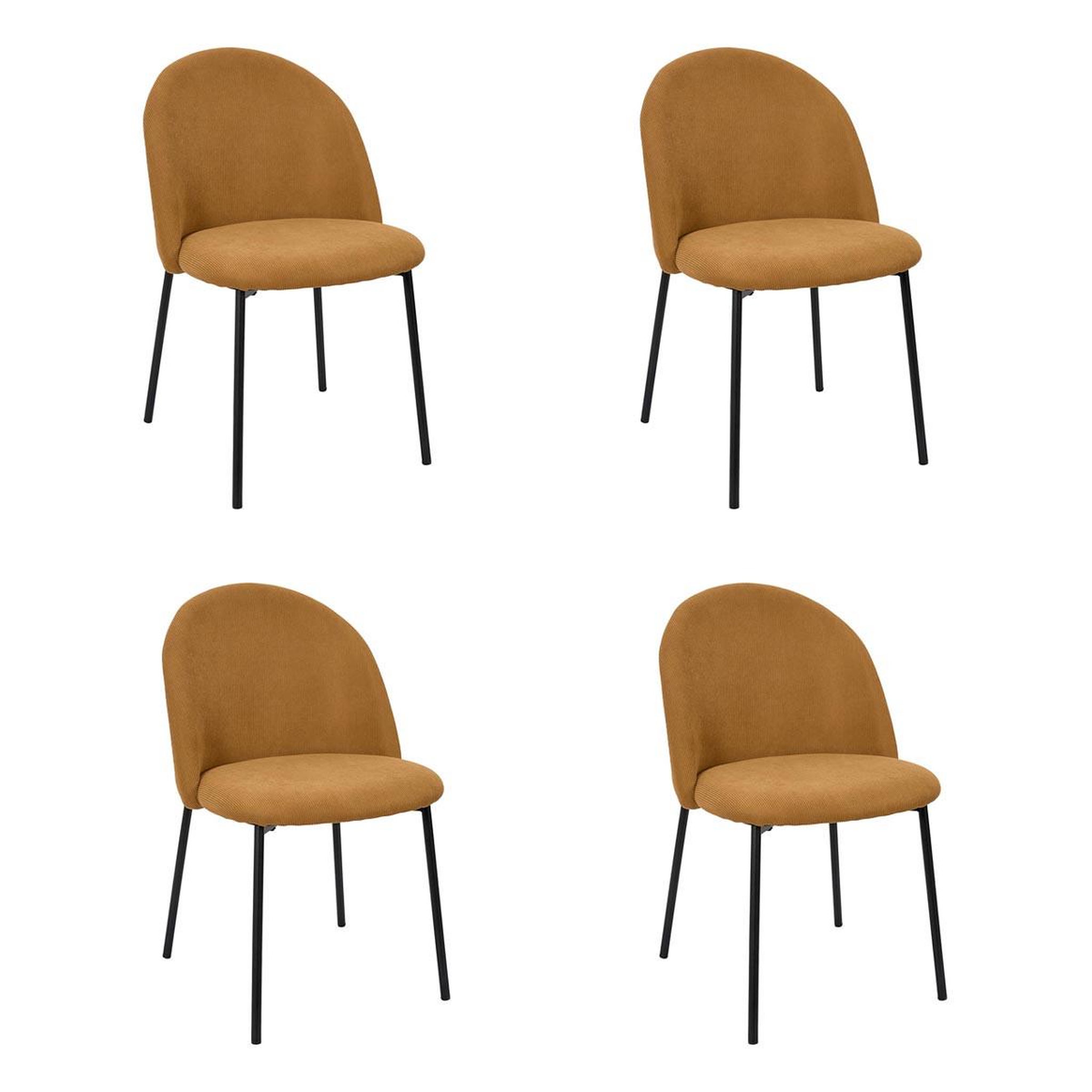 The Home Deco Factory Lot de 4 chaises côtelées arches  jules  78cm jaune