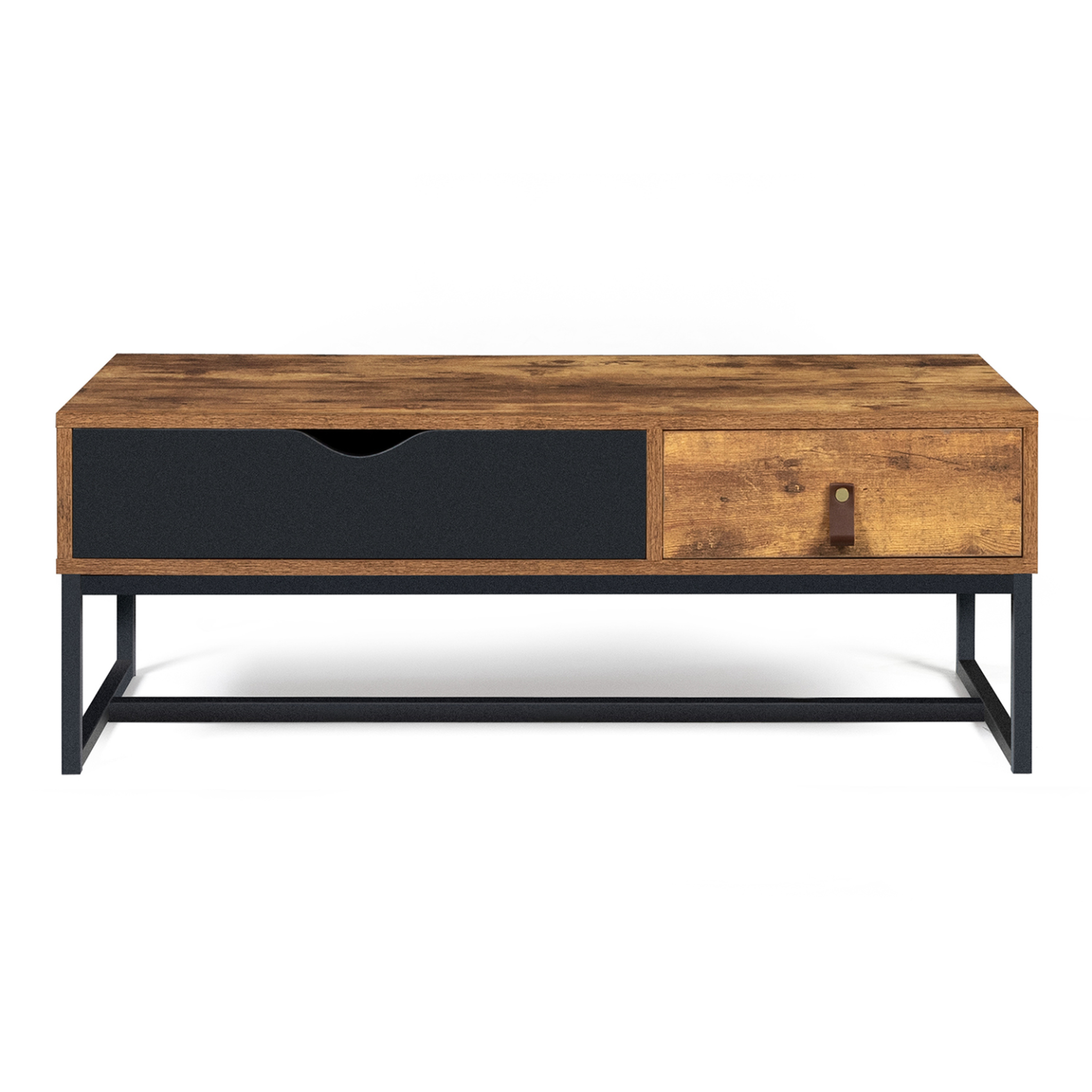 Voir la diapositive 3 : ID MARKET Table basse rectangulaire chicago 2 tiroirs design industriel