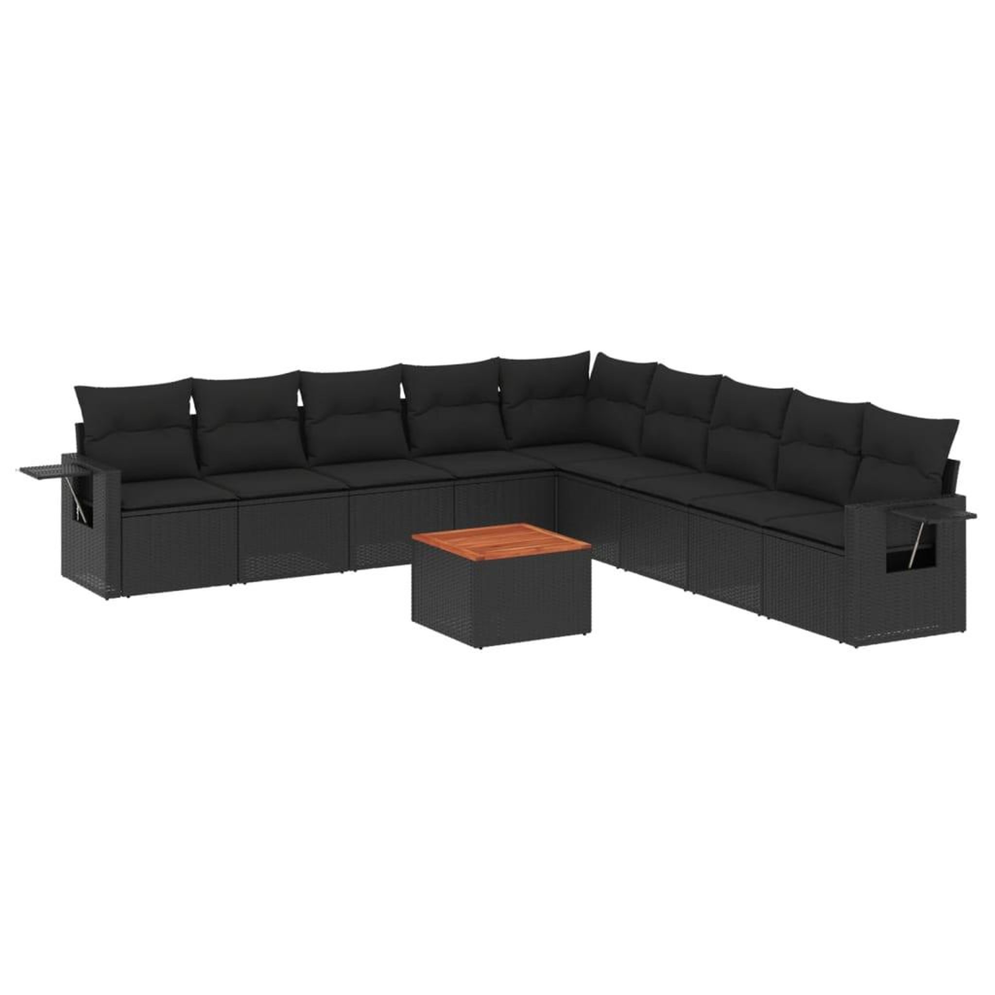 Voir la diapositive 2 : VIDAXL Salon de jardin 10 pcs avec coussins noir resine tressee