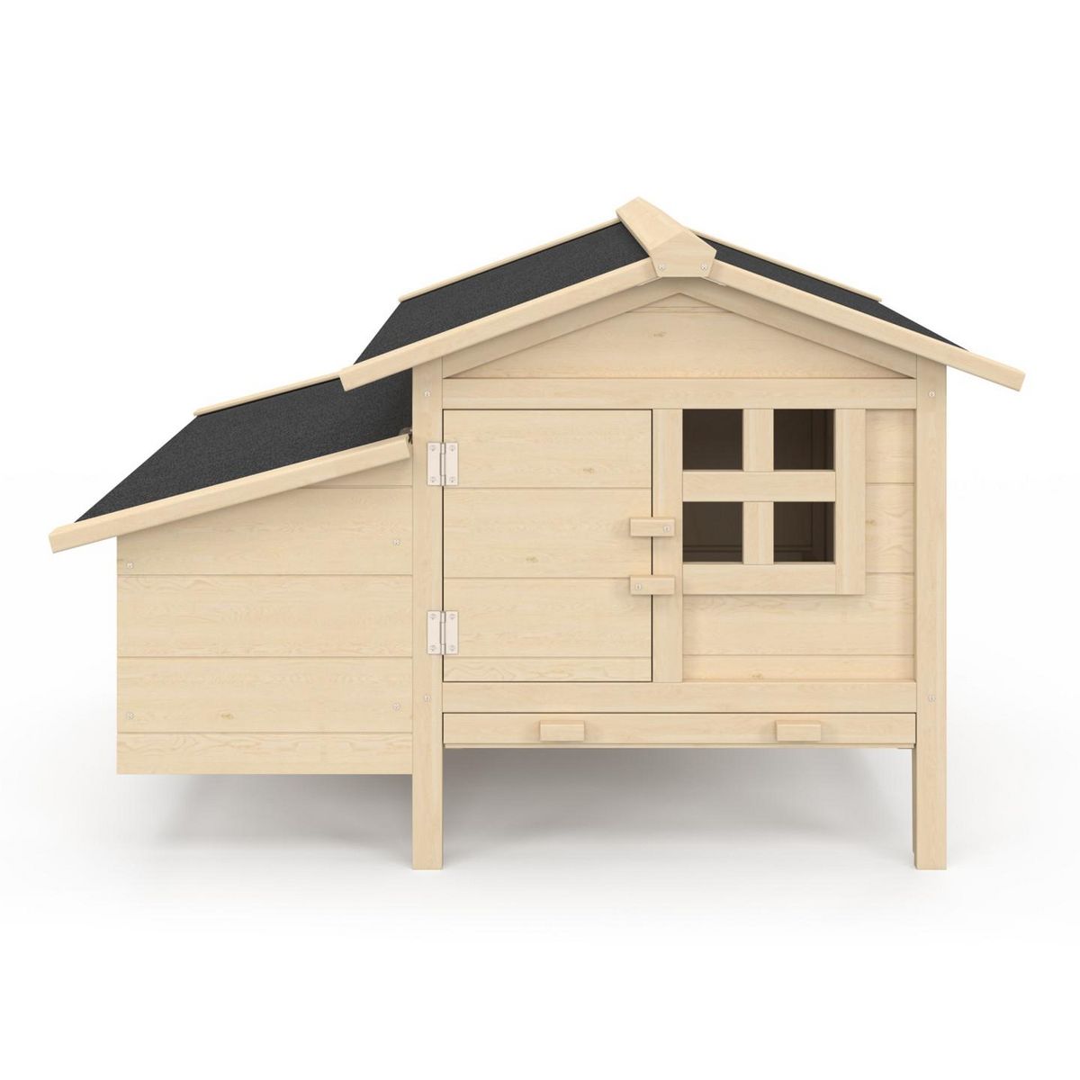 ID MARKET Poulailler sur pilotis XXL avec pondoir en bois, capacité jusqu'à 5 poules