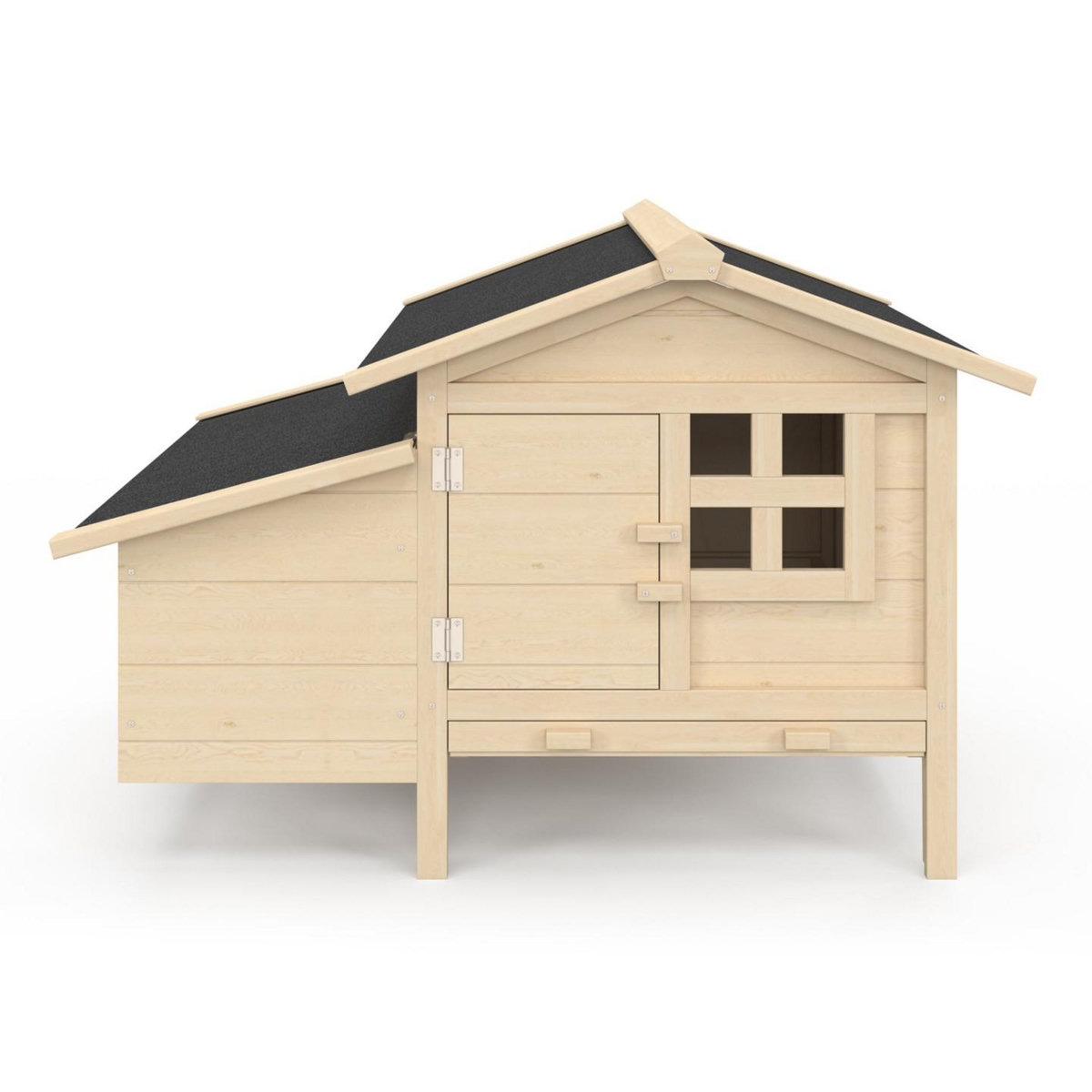 ID MARKET Poulailler sur pilotis XXL avec pondoir en bois, capacité jusqu'à 5 poules