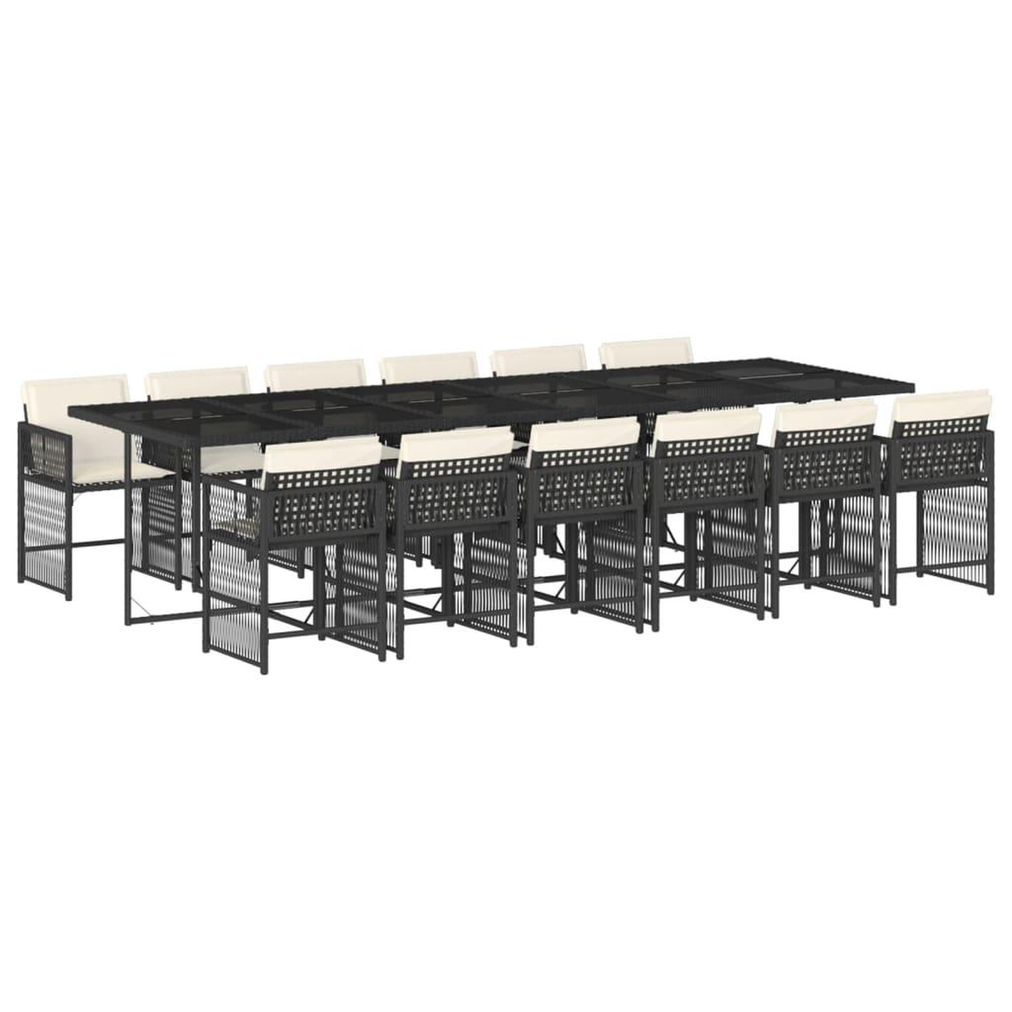Voir la diapositive 2 : VIDAXL Ensemble a manger de jardin 13 pcs coussins noir resine tressee