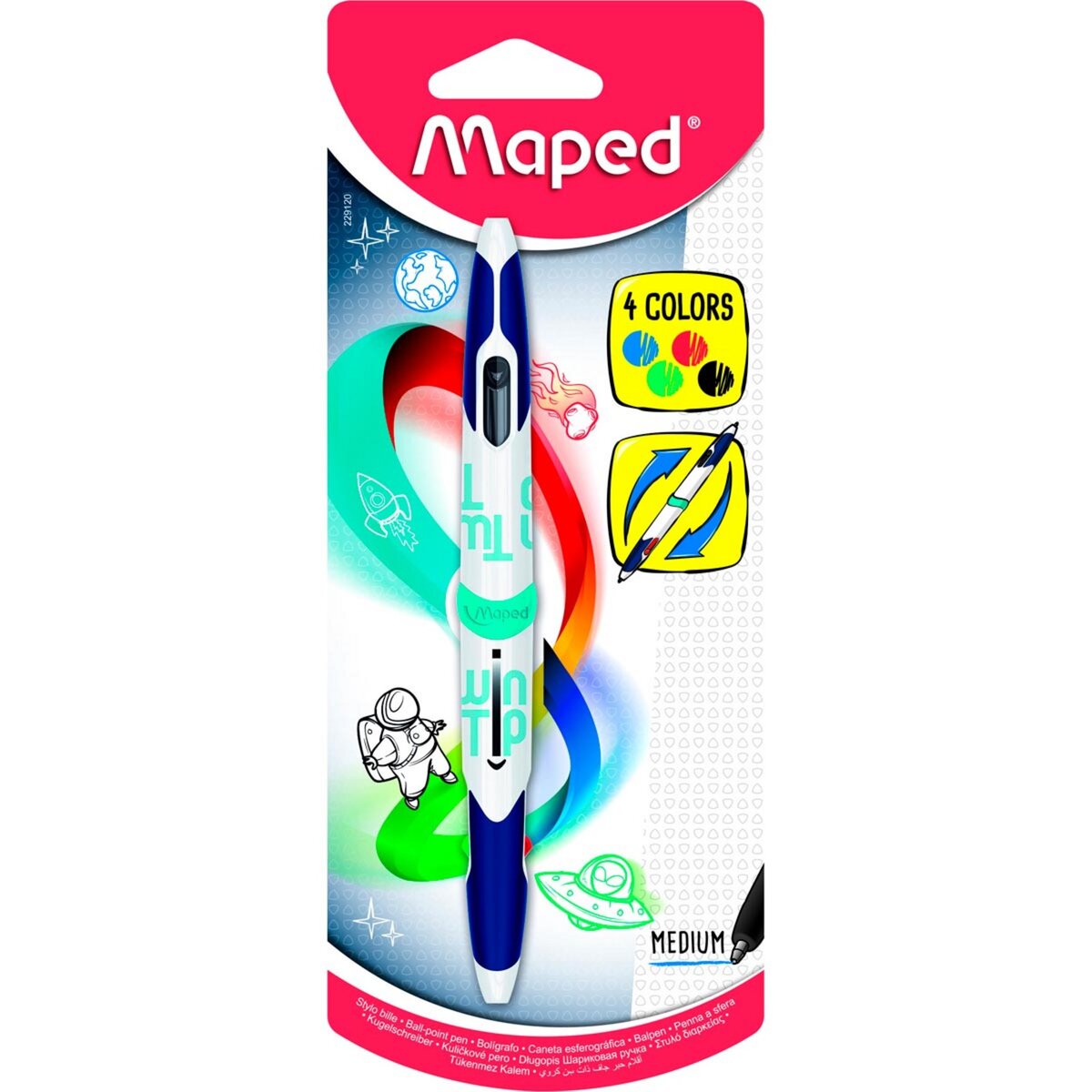 MAPED  Stylo bille 4 couleurs pointe moyenne Freewriter Twin tip
