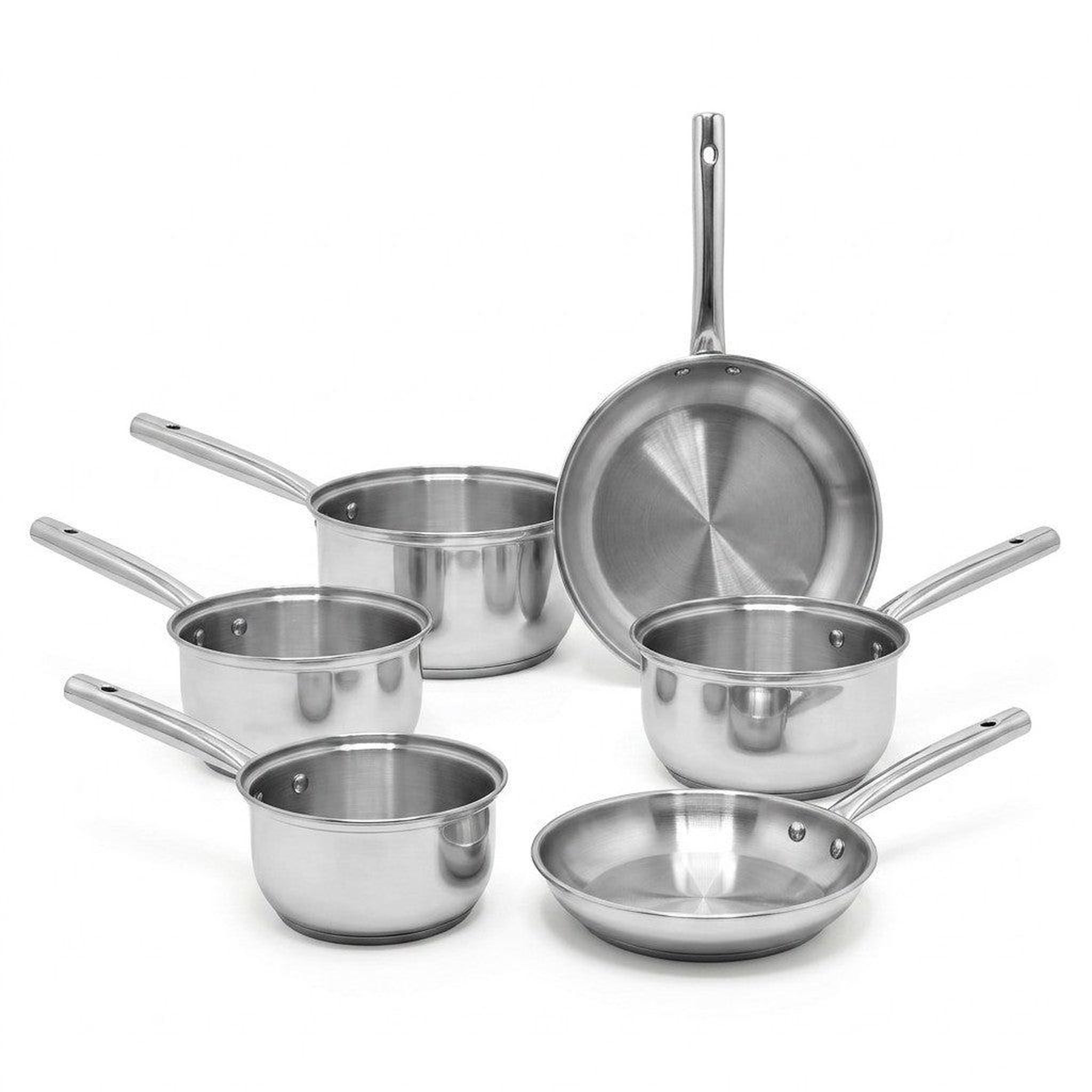 Fackelmann Lot de 4 casseroles 16/18/20/22 cm et poêles en inox 20/28 cm fackelmann rhona