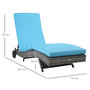Voir la diapositive 3 : OUTSUNNY Bain de soleil transat grand confort - dossier inclinable 5 positions roulettes - matelas déhoussable inclus - résine tressée bleu