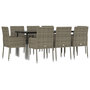 Voir la diapositive 3 : VIDAXL Ensemble a manger de jardin 9pcs et coussins noir et gris