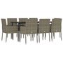 Voir la diapositive 3 : VIDAXL Ensemble a manger de jardin 9pcs et coussins noir et gris