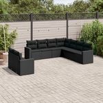 VIDAXL Salon de jardin 9 pcs avec coussins noir resine tressee