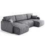 Voir la diapositive 2 : LISA DESIGN Apolline - canapé panoramique en u 7 places convertible avec coffres en tissu moucheté