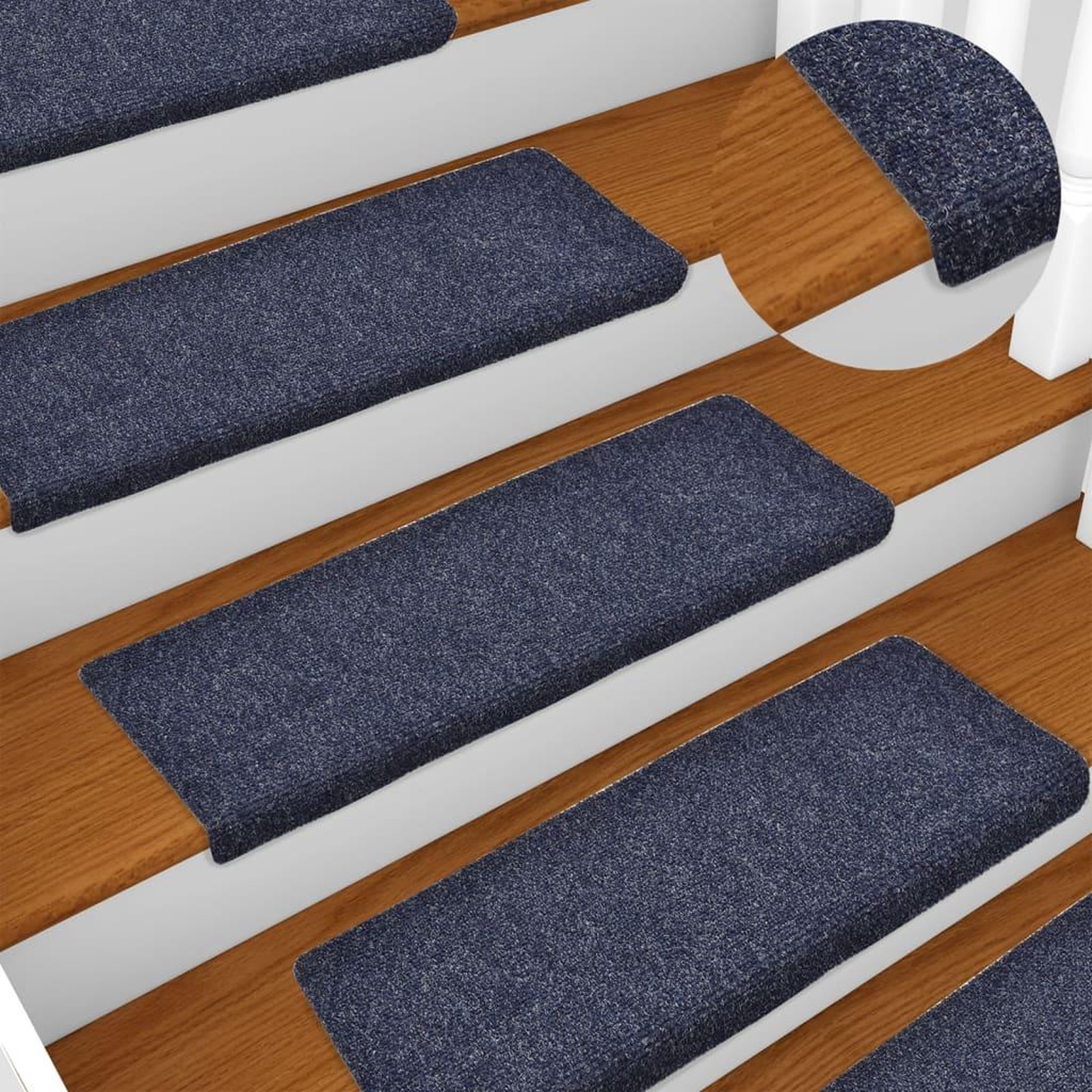 VIDAXL Tapis d'escalier 15 pcs Tissu aiguillete 65x21x4 cm Bleu