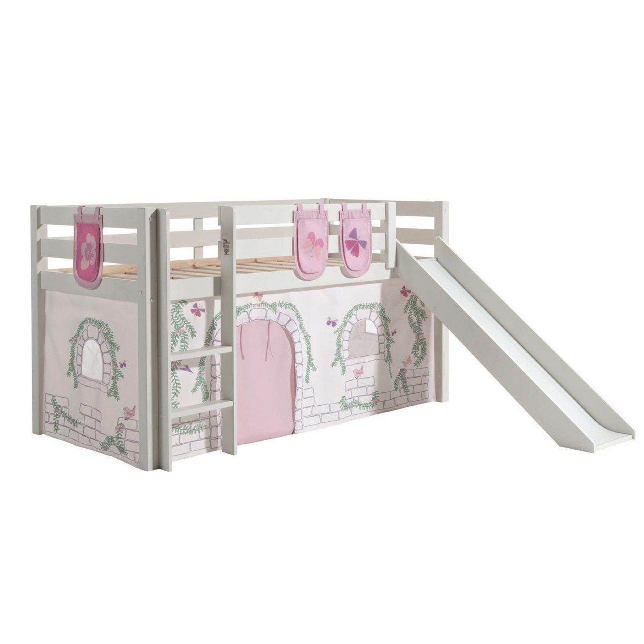 Paris Prix Pack - lit enfant toboggan, tente & 3 pochettes  pino birdy  blanc