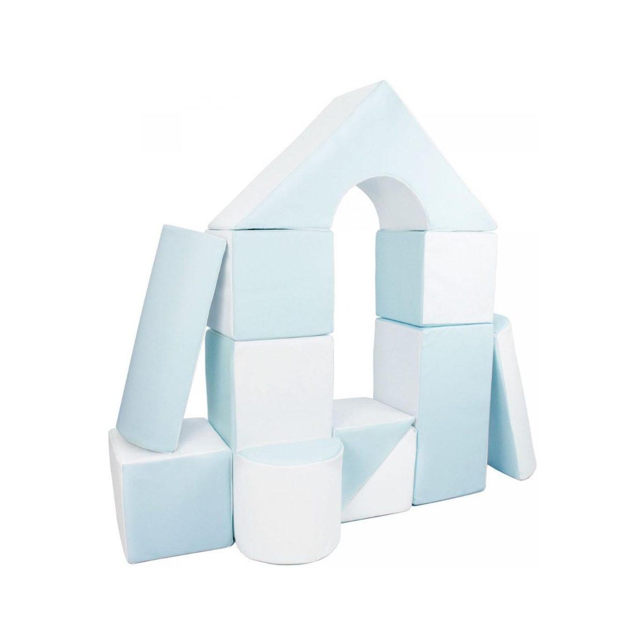 Voir la diapositive 5 : VELINDA Set de 15 blocs en mousse le jeu blanc bleu pastel