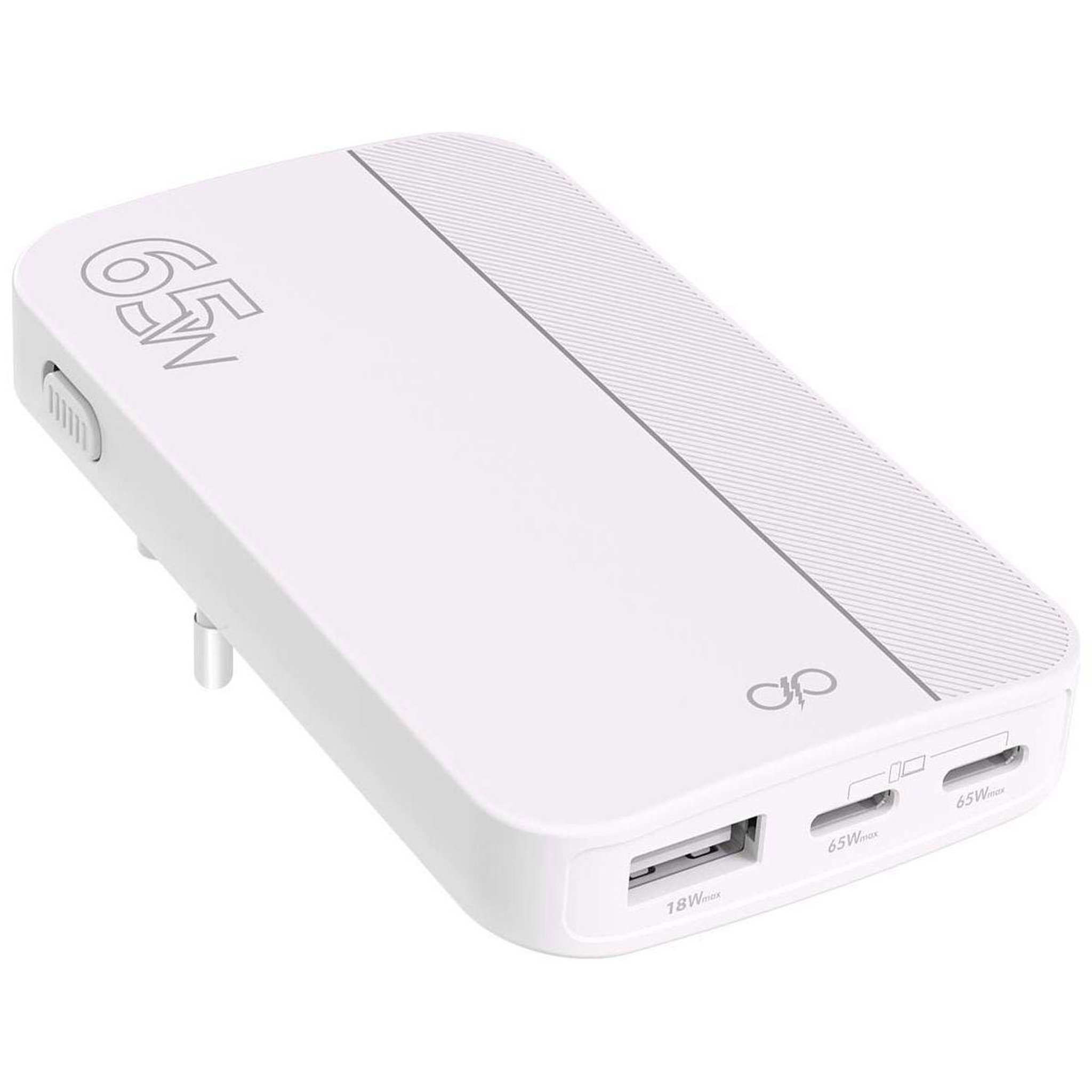 FORCE POWER Chargeur 65w usb-a + 2 usb-c gan blanc pliable