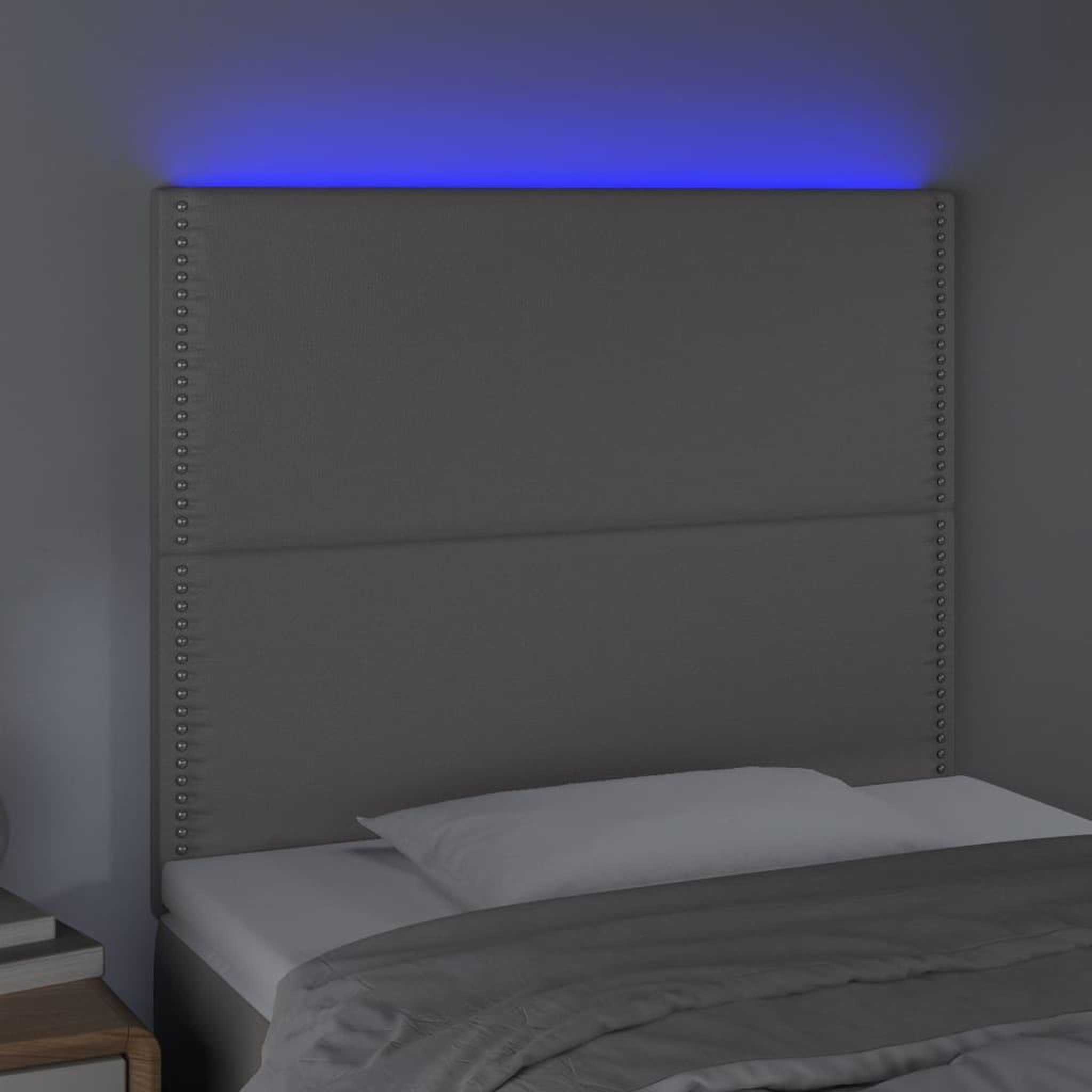 Voir la diapositive 3 : VIDAXL Tete de lit a LED Gris 100x5x118/128 cm Similicuir