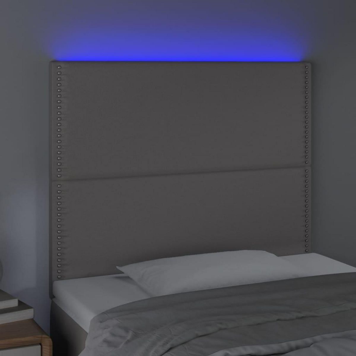 VIDAXL Tete de lit a LED Gris 100x5x118/128 cm Similicuir
