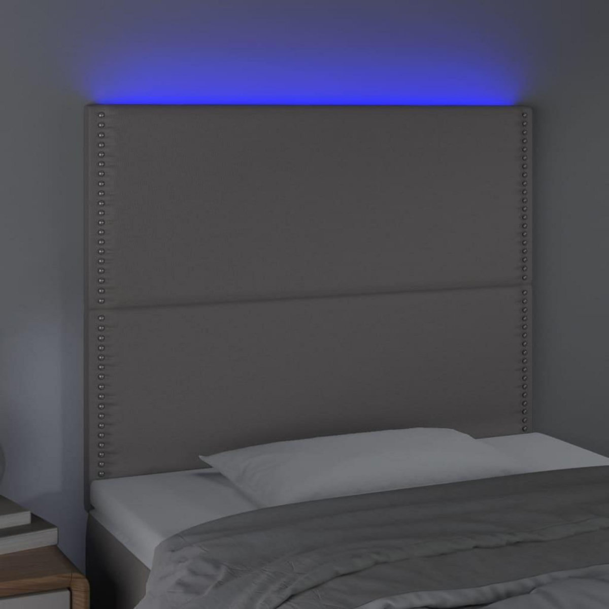 VIDAXL Tete de lit a LED Gris 100x5x118/128 cm Similicuir