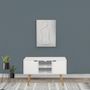 Voir la diapositive 1 : CONCEPT USINE Buffet scandinave blanc avec 2 placards LOKKA