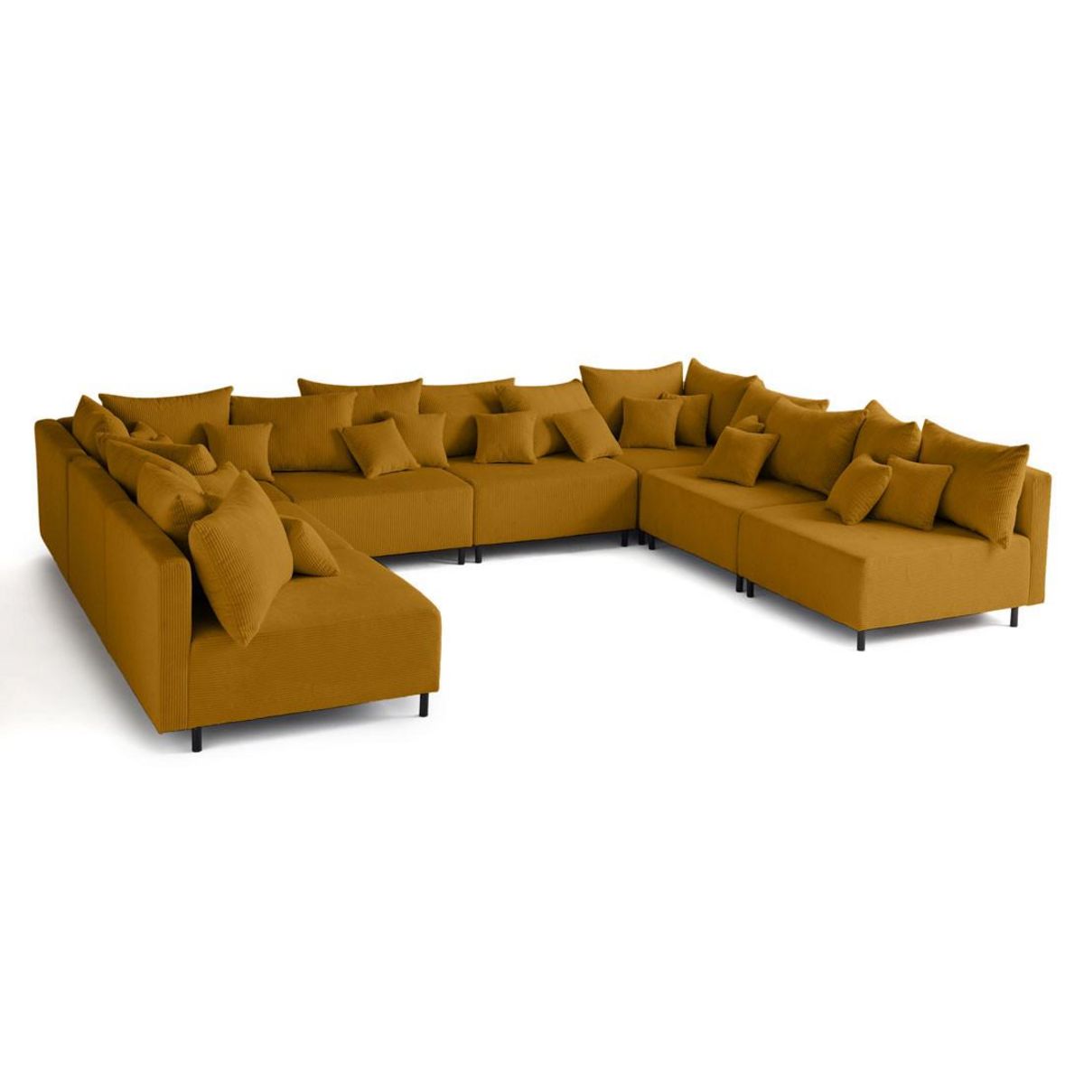 LISA DESIGN Edinburg - canapé modulable panoramique 8 places - en velours côtelé