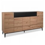 HomeStyle4U Buffet Commode en Bois de Chêne Noir Naturel - Meuble de Salon Élégant et Fonctionnel