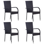 VIDAXL Chaises empilables d'exterieur lot de 4 Resine tressee Noir