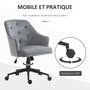 VINSETTO Vinsetto Chaise de bureau ergonomique hauteur réglable pivotante revêtement velours grand confort gris