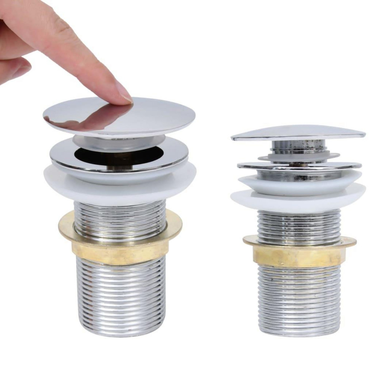 VIDAXL Drain a poussoir sans debordement Chrome 6,4x6,4x9,1 cm