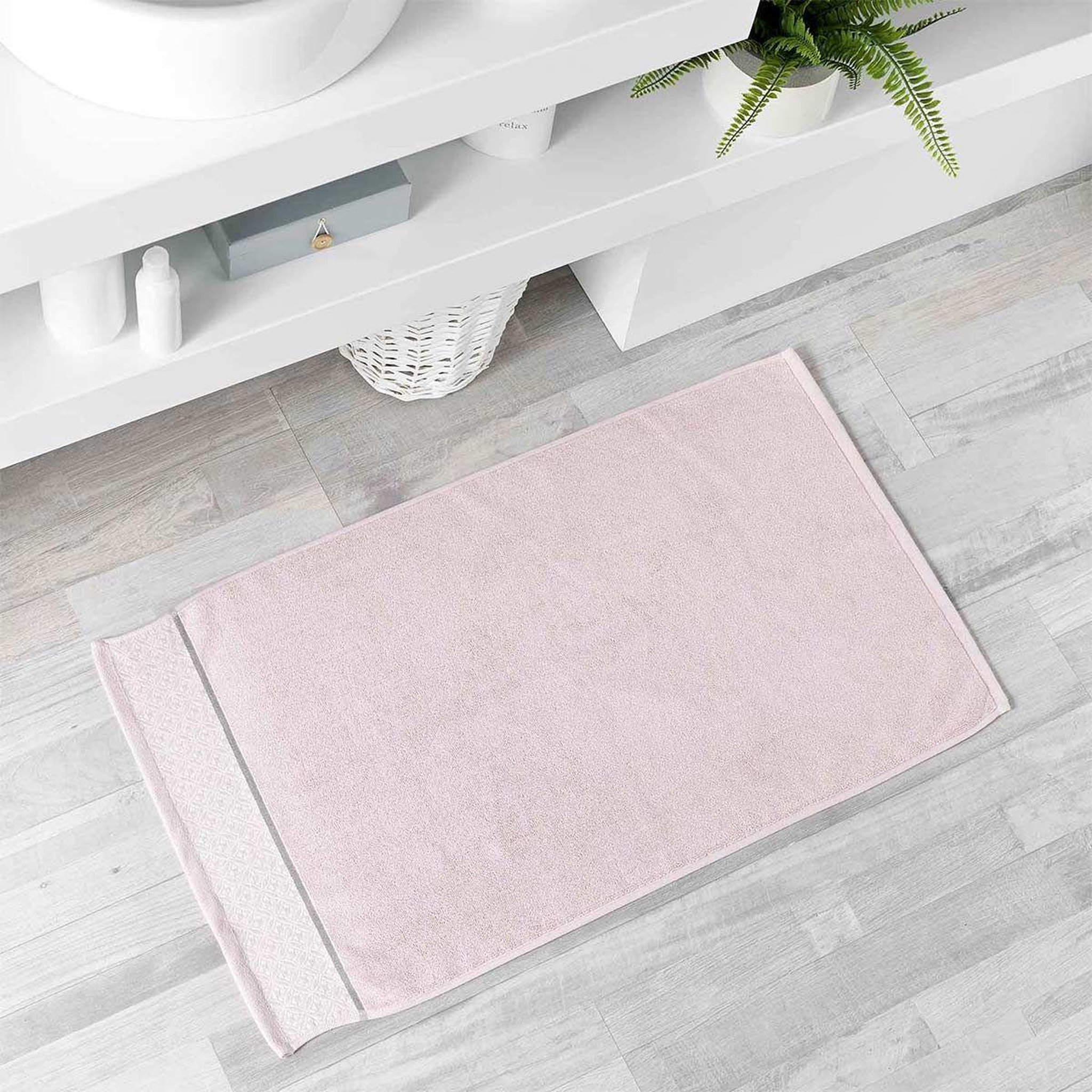 Voir la diapositive 1 : Douceur d'Intérieur Tapis de bain jacquard  belina  50x85cm rose