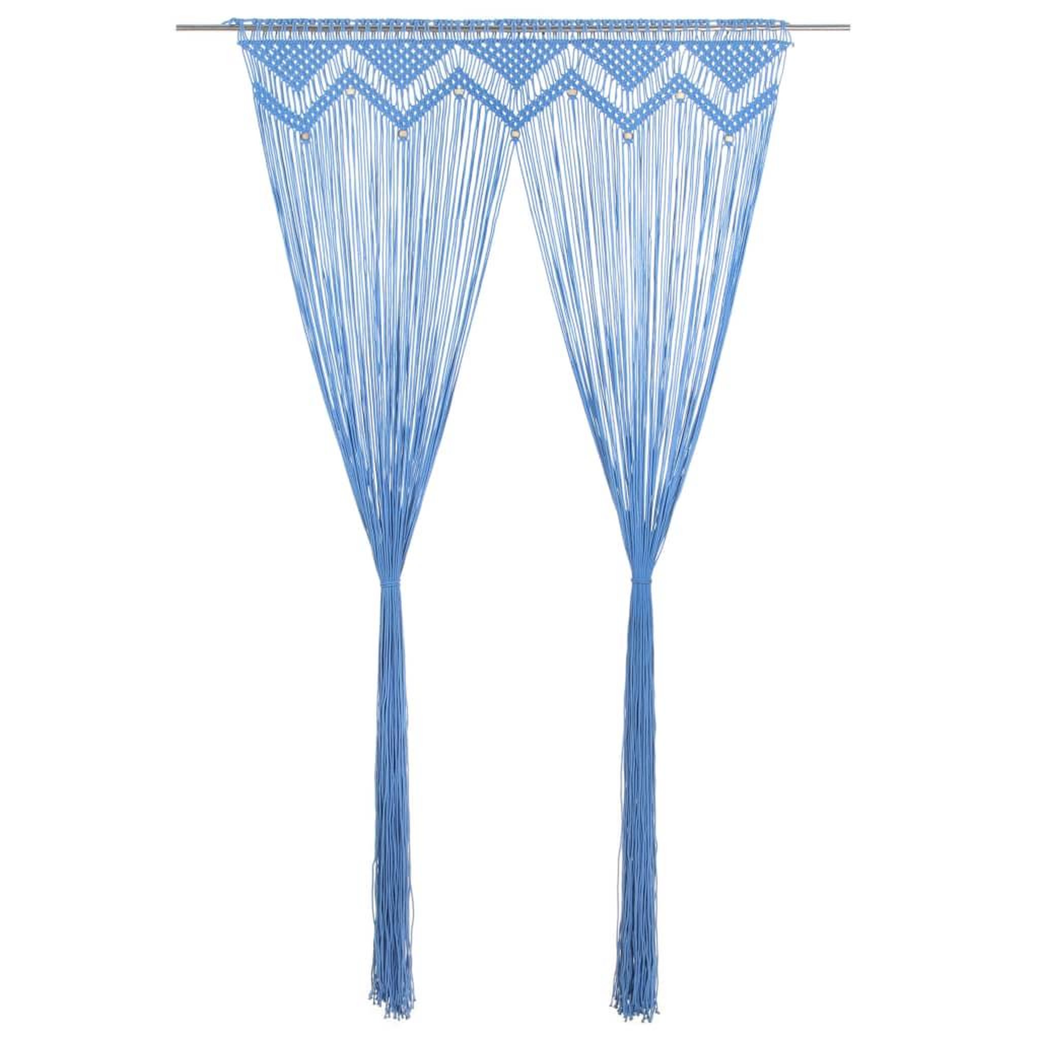 VIDAXL Rideau en macrame Bleu 140x240 cm Coton